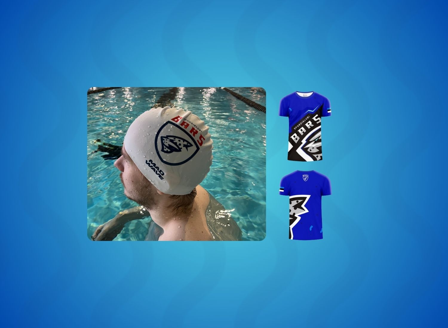 Bars Swim logo swim cap and T-shirt